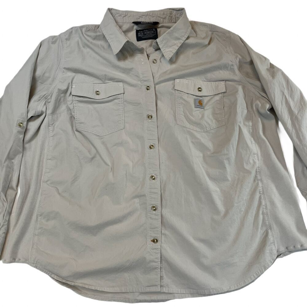 Carhartt Rugged Flex Bozeman Utility Work Shirt Tan Women’s 3X Relaxed Fit